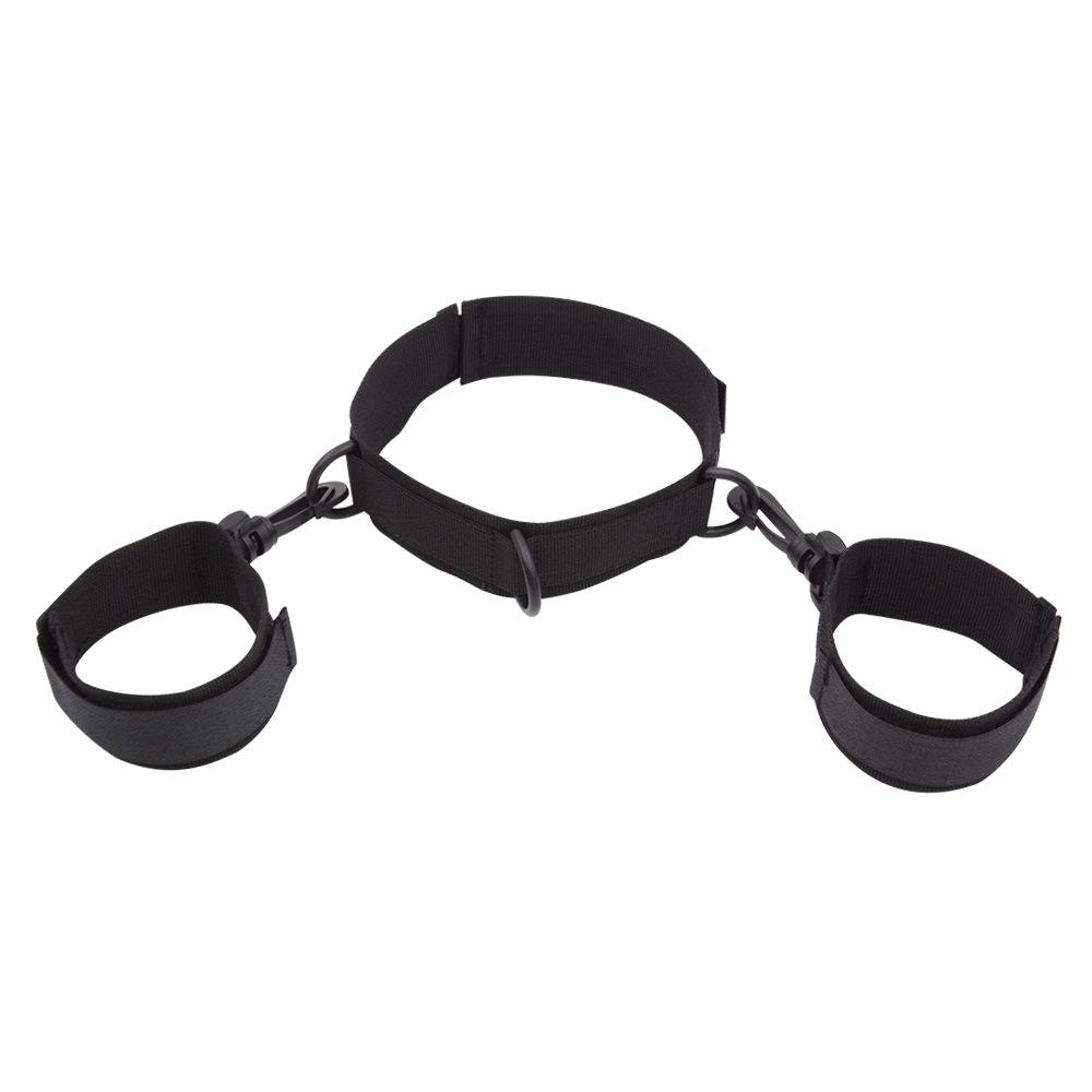 Connected Hand and Neck Restraint Collar with Handcuffs for Intimate Couple Play
