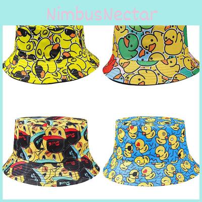 Classic Yellow Duck Printed Fisherman Hat With Sun Protection For Outdoor Activities