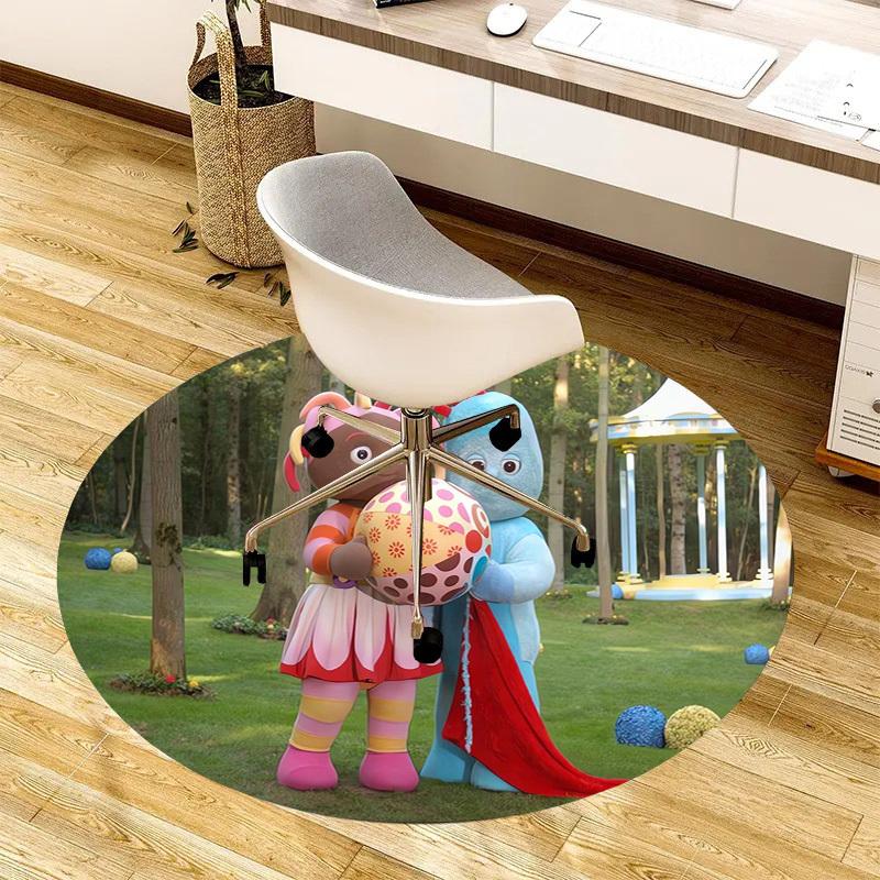 1pc In the Night Garden characters Round carpet, Made of Polyester,Perfect for Decorating Office Chairs, Living Rooms,Vibrant Decorative Rug