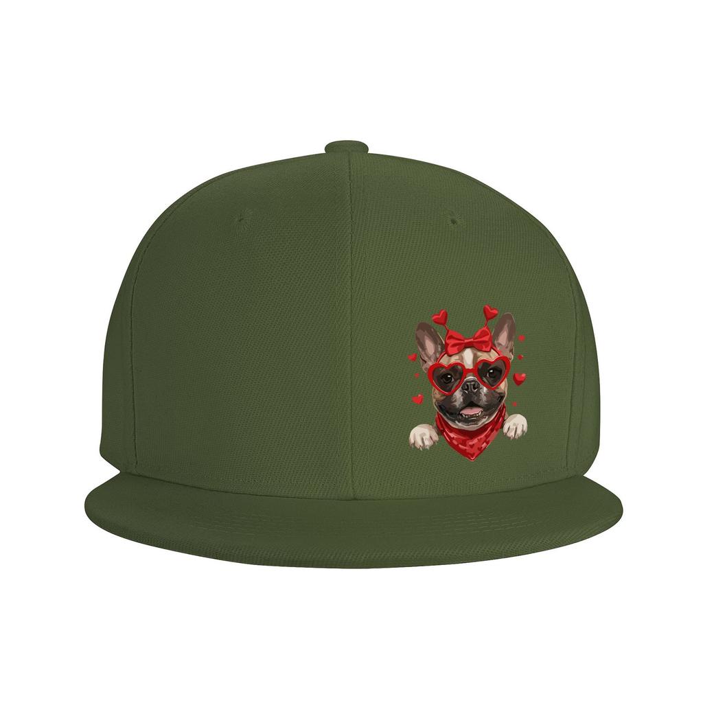 French Bulldog Valentine Love Dog Baseball Cap Adjustable Snapback Hat for Adults
