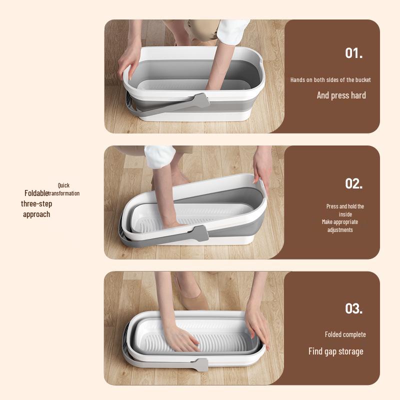 Collapsible Water Bucket for Mopping & Washing - Durable Plastic, Large Rectangular Design for Household & Car Cleaning