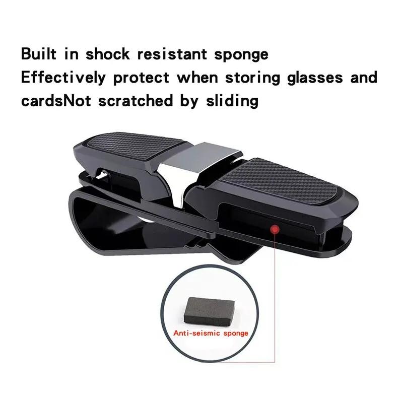 Carbon Fiber Car Sunglasses Clip – Multi-Function Eyewear & Bill Holder with Double-Headed Design for Cars