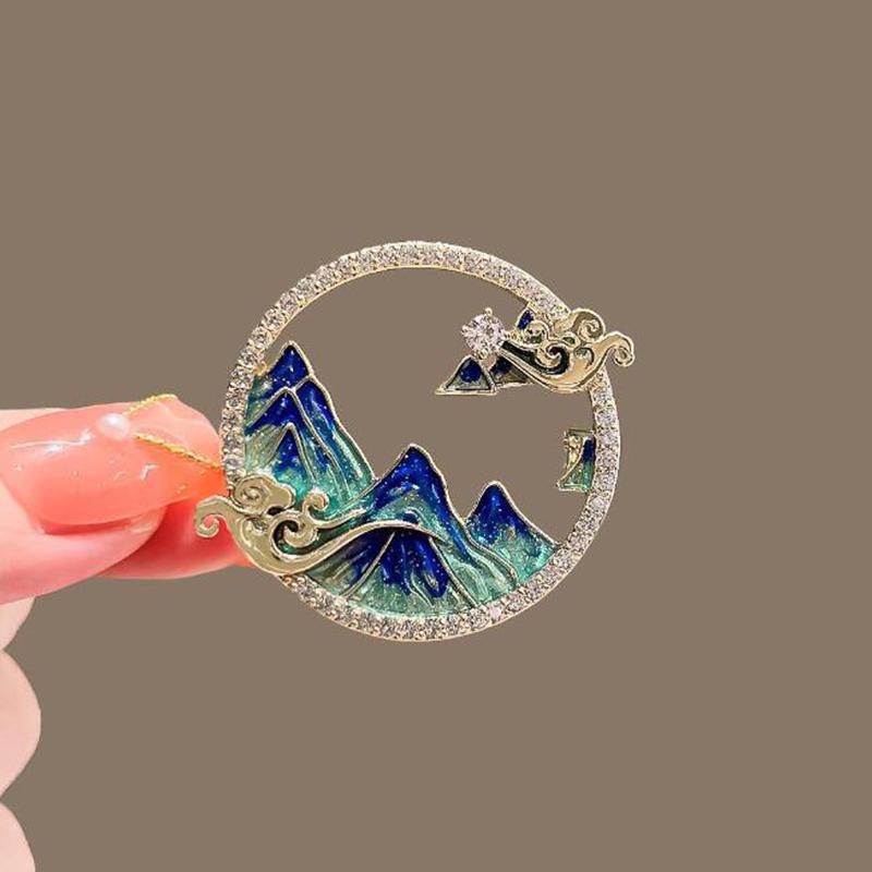 Enamel Peak Brooch Women Trend Elegant Mountain Brooch Pins Cardigan Suit Accessories Badge Party Wedding Gift