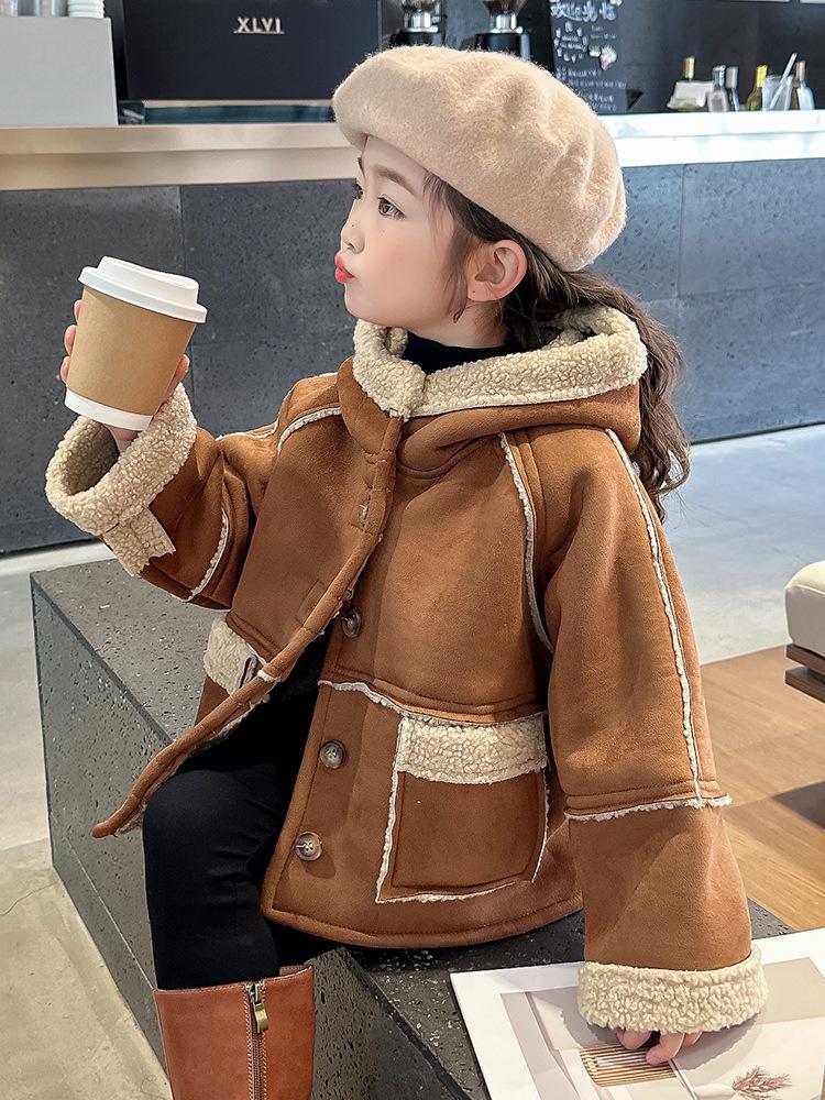 Girls' Thick Winter Hooded Coat, Autumn/Winter 2025 Fashion