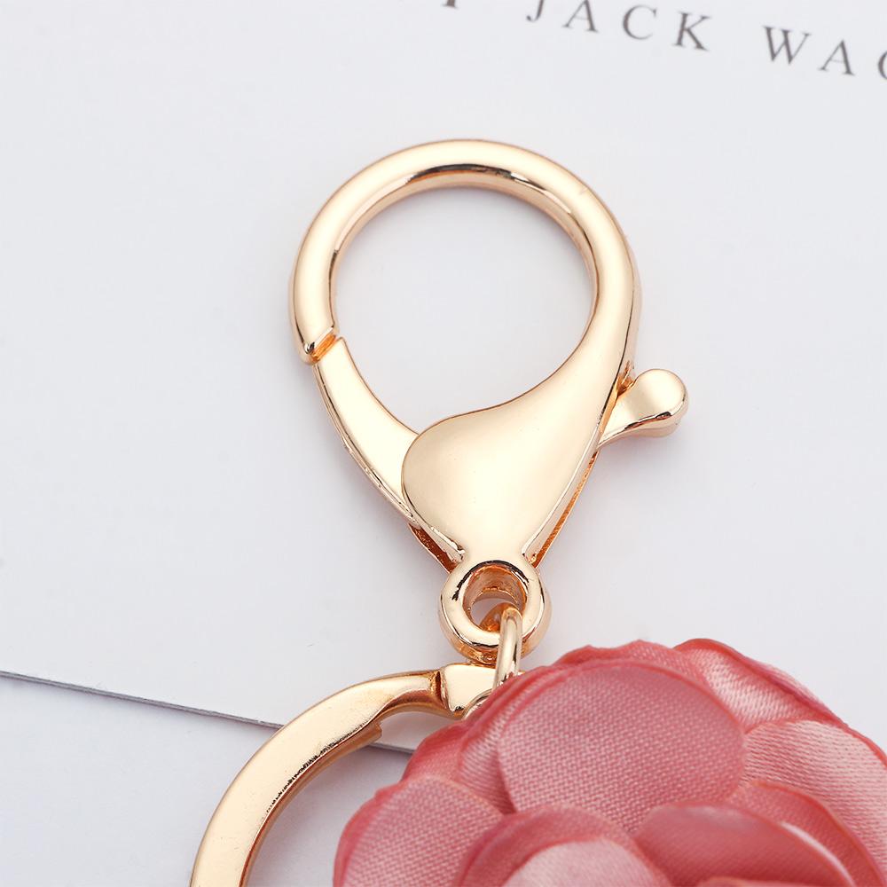 Pink Porte Pendant Rose Flowers Jewelry Crystal Keychain Key Ring Tassel Key Chain