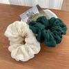 Elegant Pleated Cream Puff Scrunchie: High-Class Retro Elastic Hair Tie for Loose Ponytails