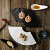 Japanese Cuisine Sushi Plate Vintage Fan-Shaped Sashimi Platter Creative Stitching Plate Simple Ceramic Cutlery Set