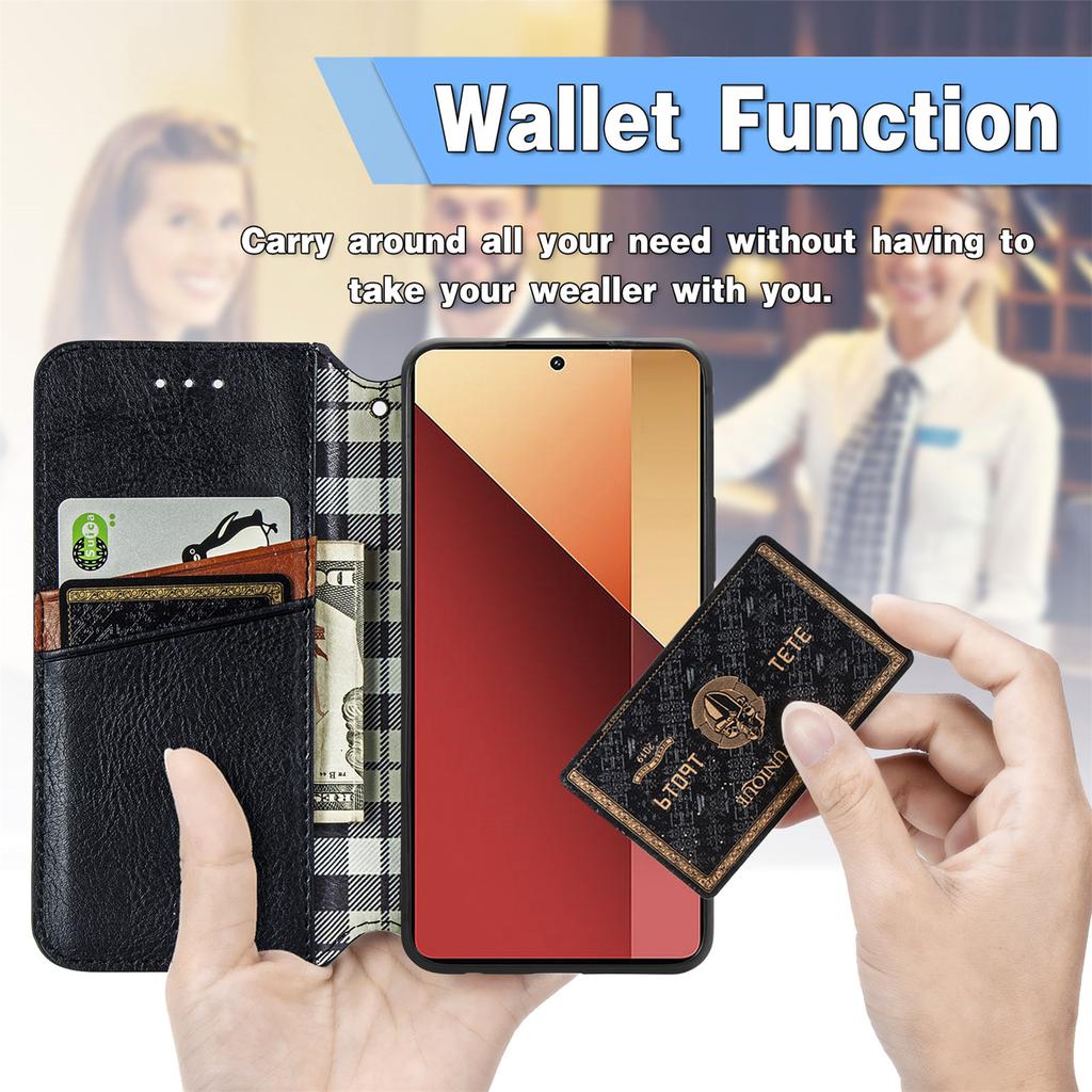 For Xiaomi Redmi Note 13 Pro 4G/Poco M6 Pro 4G PU Leather Case Rhombus Imprint Wallet Stand Phone Cover