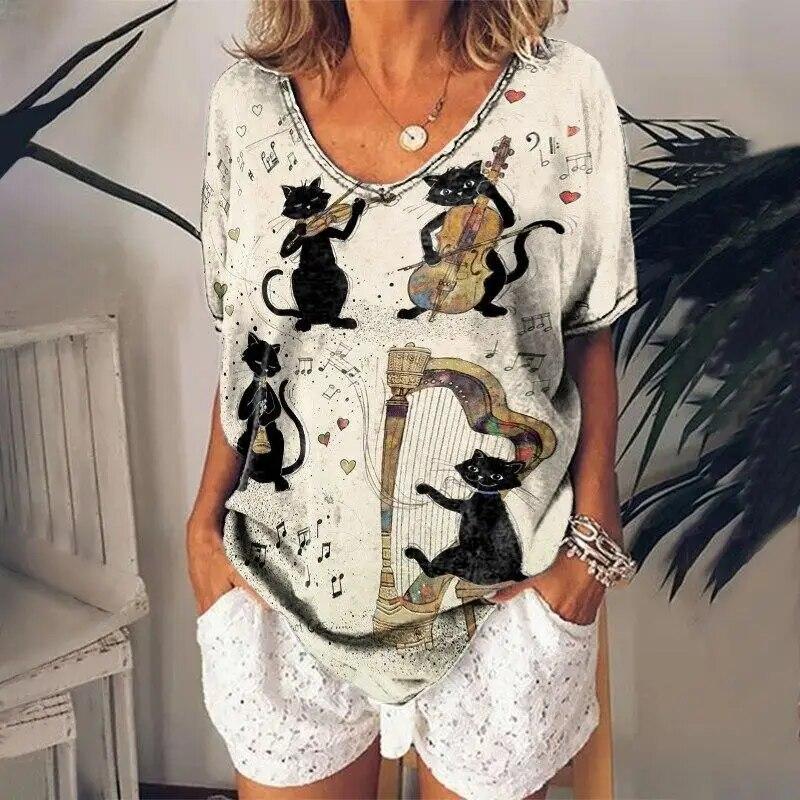 Купить Женская футболка с котенком в стиле аниме, винтажная одежда ...