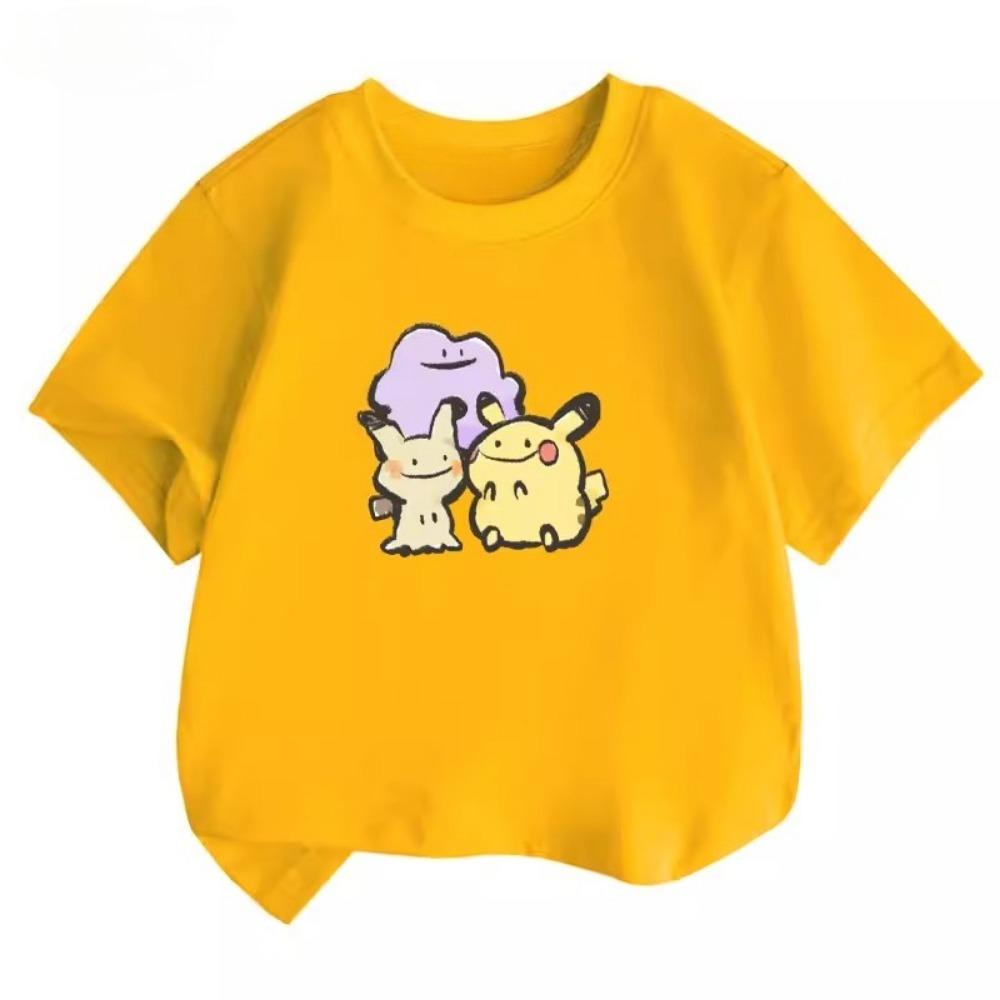 Potdemiel Summer New Pikachu Children's T-Shirt, Comfortable and Breathable, Suitable for Both Boys and Girls.