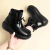 Autumn and Winter New Retro Thick-soled Soft Leather Martin Boots Lace-up Light Short Boots Velvet Warm Women's Shoes Comfortable Cotton Shoes