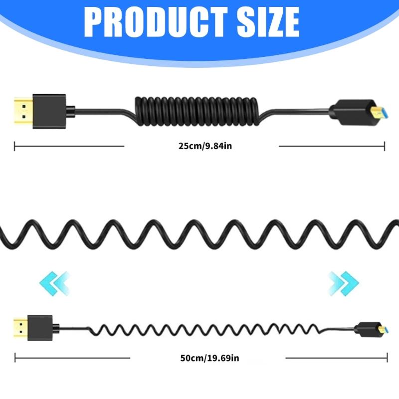 Adjustable 8K UHD2.1 Version Cord Spring Design Cable Wire Aluminum Foil Shielding for for Laptops Monitors