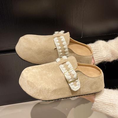 Freizeit Hausschuhe 22 Herbst und Winter Neu Bequem Retro Tasche Kopf Halbe Hausschuhe