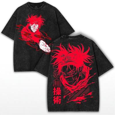 Anime Jujutsu Kaisen Choso Graphic T Shirt Men Women Short Sleeve Clothing Oversized Tshirt Washed Cotton Tee Harajuku T-shirt