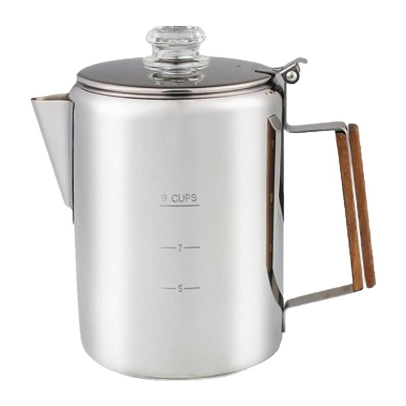 

Stainless Steel Coffee Maker with Scale American Style Coffee Pots for Camping and Home Use 9 Cup Capacity Percolator 1
