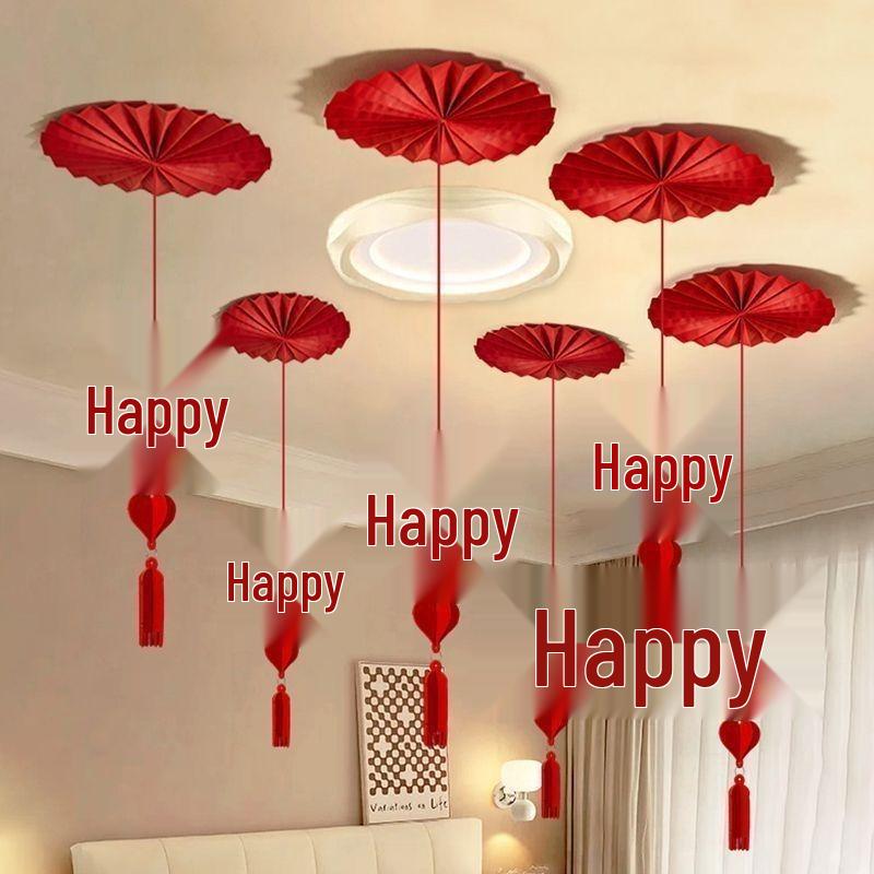Double Happiness Wedding Room Decoration Set with Butterfly Accents for Living Room and Bedroom