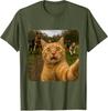 Lustiges Katzen-Selfie mit Hunden Y2k Design T-Shirt Comic Haustier Katze und Hund Grafik Outfit Humor Kätzchen Liebhaber Neuheit Geschenke Baumwoll Oberteile