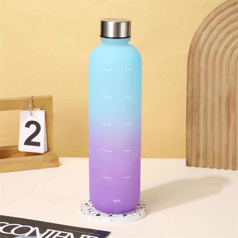 Gradient Color Large Capacity Frosted Sports Water Bottle - Portable and Stylish for Outdoor Use