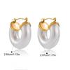 Stainless Steel Hoop Earrings Gold Color Huggie Earrings Vintage Resin Pearl Earrings  Gift