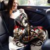 1pc Black Dragon with Sword Blanket  Home Decorative for All Seasons, Living Room, Travel, Camping