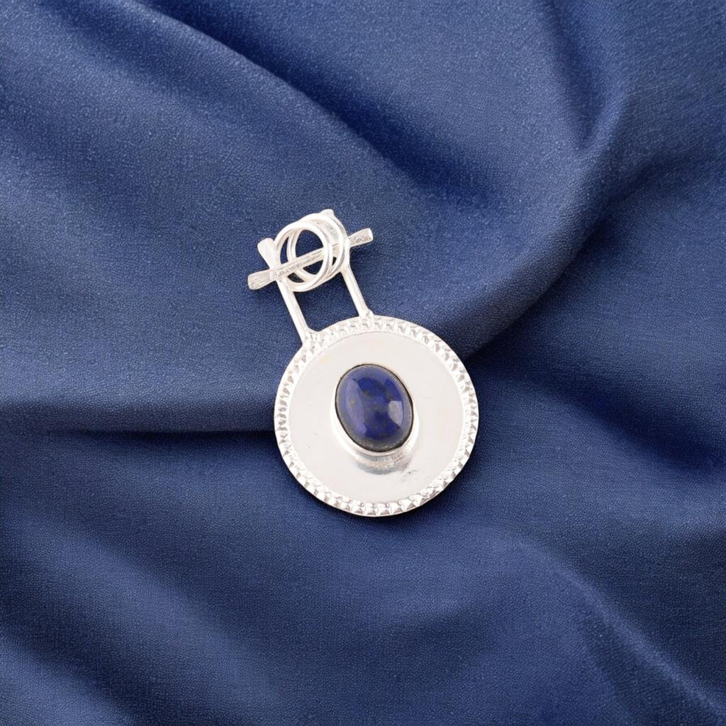 Pierre Gemme Lapis Lazuli Naturel Bijoux en Argent Sterling 925 Pendentif Fait Main 1.4" PP-57-23