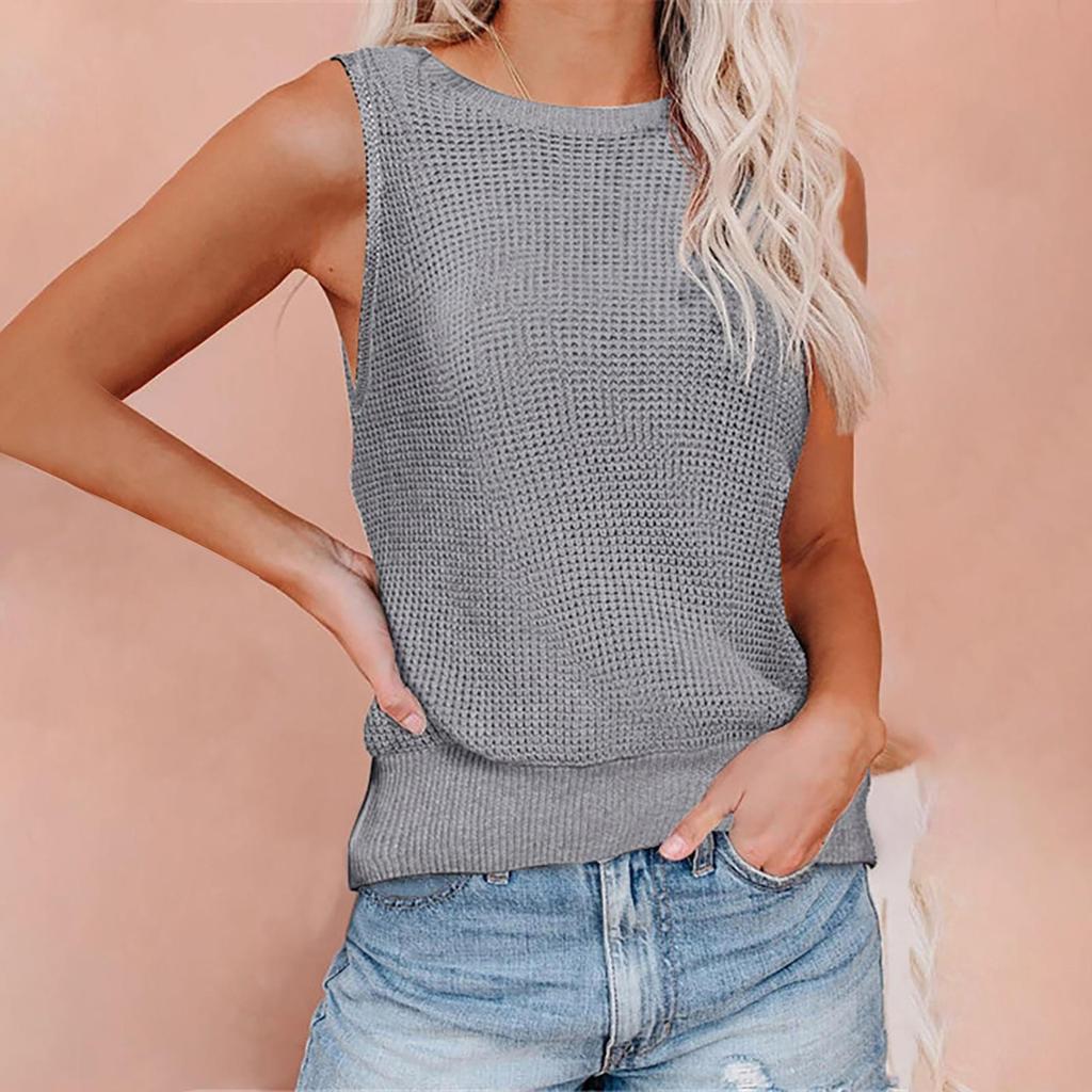 Women's Round Neck Knitted Long Sleeve Color Block Pullover Sweaters S-XXL