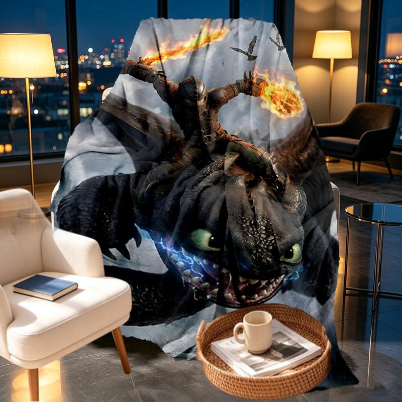 How to Train Your Dragon Print Blanket - Soft & Comfortable, for Bedroom, Travel, Sofa, Home Decoration - Birthday Christmas Gift for Friend