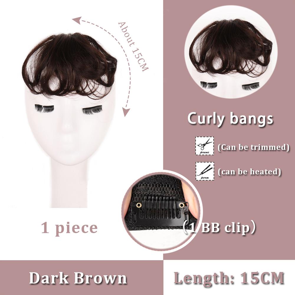 Black Brown Bangs Wig Hair Extension Synthetic Wig Women Clip Style Bangs