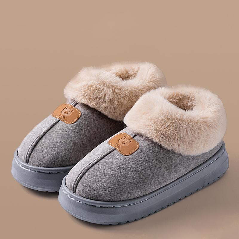 Fleece Lined Winter Slippers Men Women Ankle Cover Thick Sole Lightweight Eva Indoor Outdoor Warm Home Shoes