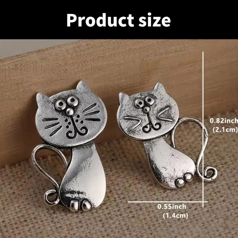 Vintage Katzen Ohrstecker für Damen Schicke Katzenförmige Ohrstecker Legierungs-Ohrringe Vielseitig für Alltagsmode-Kombinationen