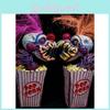 Halloween Clown Sculpture Decoration Popcorn Scary Statue Resin Craft Gift Toy