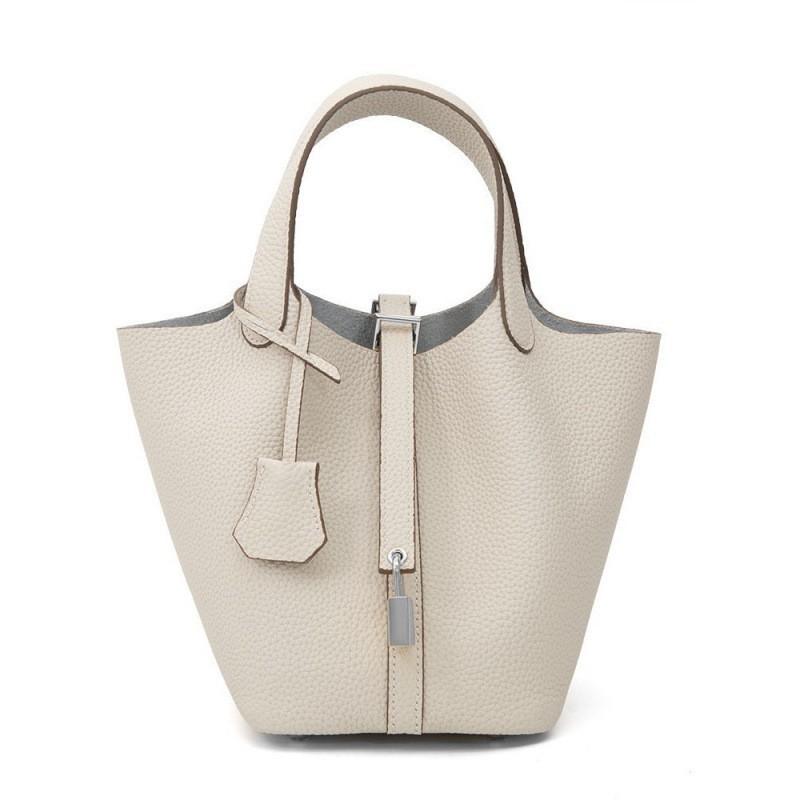 First-layer Cowhide Bucket Bag 2026 All-matching Genuine Leather Vegetable Basket Women's Large Capacity Tote Handbag