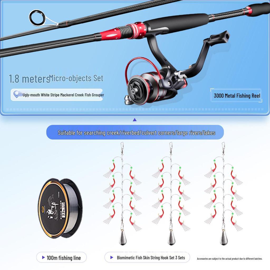 Black Bass Lure Casting Rod Set - Beginner Sea & Long Cast Rod for Asp
