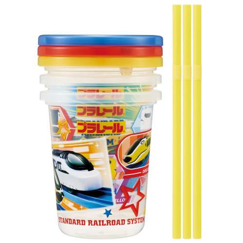 Skater Tumbler with straw 3 pieces 320ml Plarail 24 Made in Japan SIH3ST-A