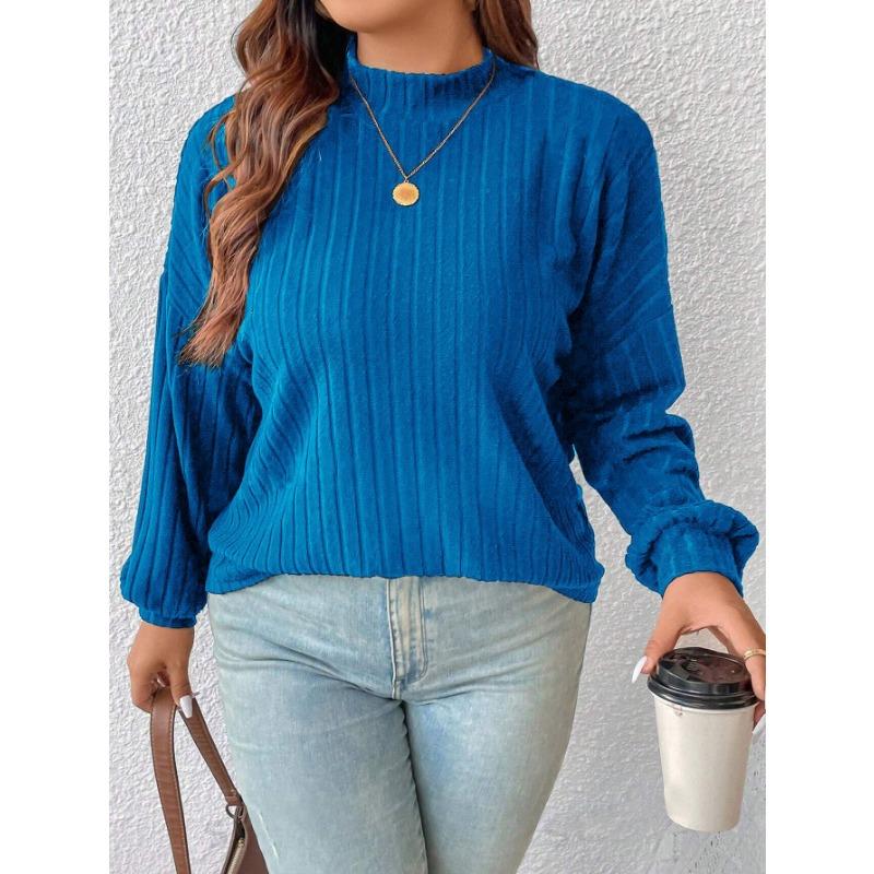 Women S Brushed Ribbed Half High Neck Solid Color Long Sleeve Top