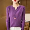 Autumn and Winter New Knitted Pullover with Buckle Draw Inside with Regular Round Neck Long-sleeved Bottomed Velvet Shirt