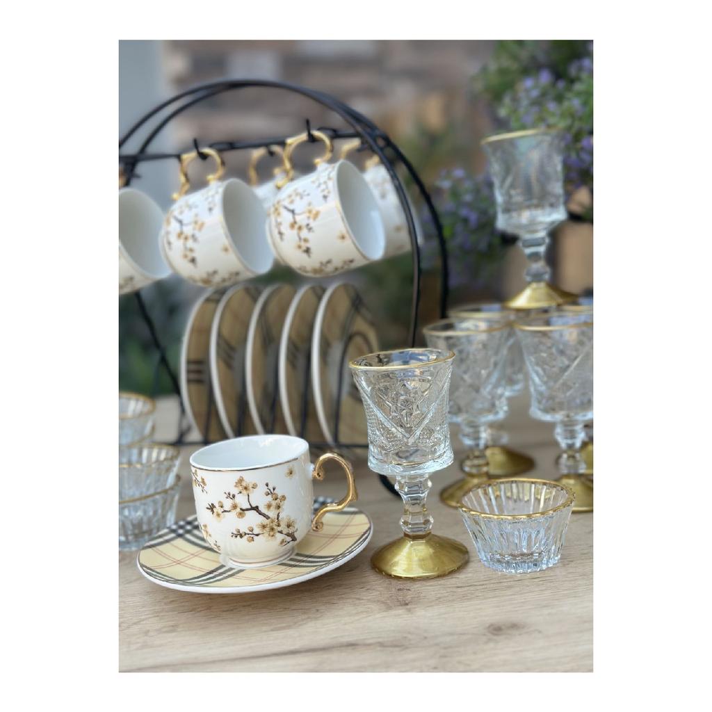 Set de prezentare cafea din portelan 25 bucati (galben)