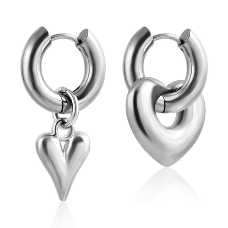 Exquisite Round Ear Buckle Earrings with Sweet Pink Zircon Heart for Women; Chic Accessory and Gift.