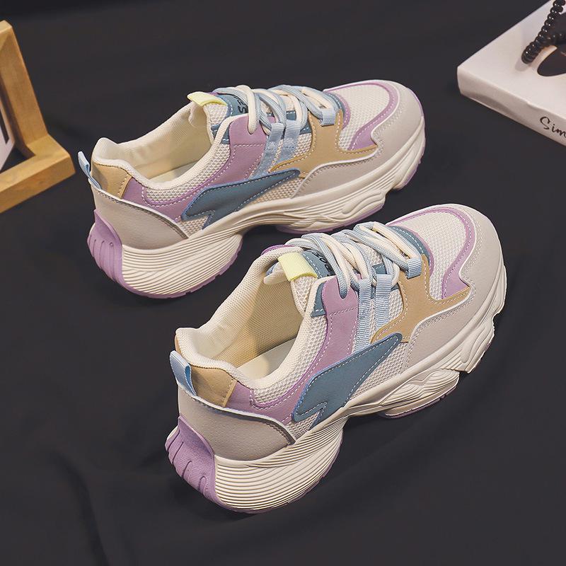 

Женские дышащие повседневные кроссовки для походов в корейском стиле 2024 года Y517 Size 40 бежевый/фиолетовый