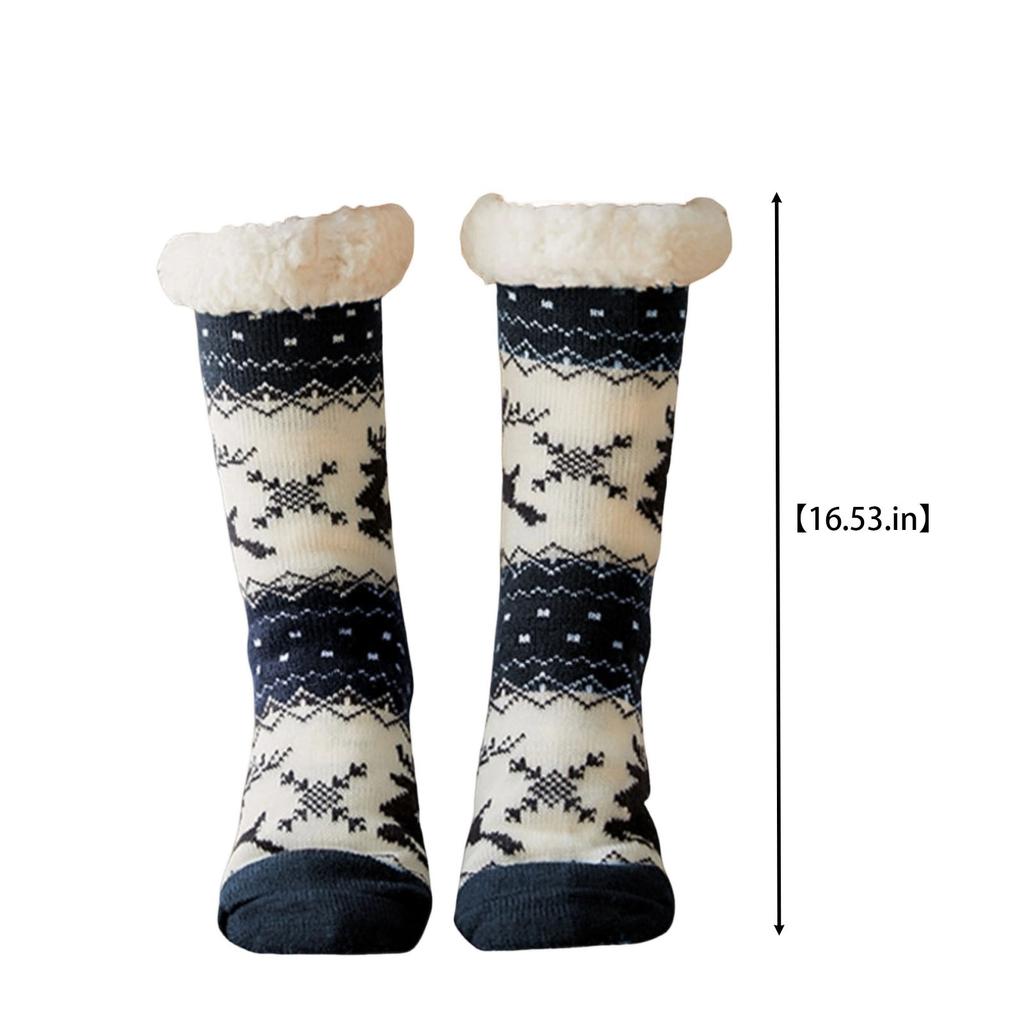 Snowflake Home Sleep Socks Tied Carpet Socks Ladies Winter Thickened Warm Non-slip Outdoor Skiing Socks Christmas Floor Socks