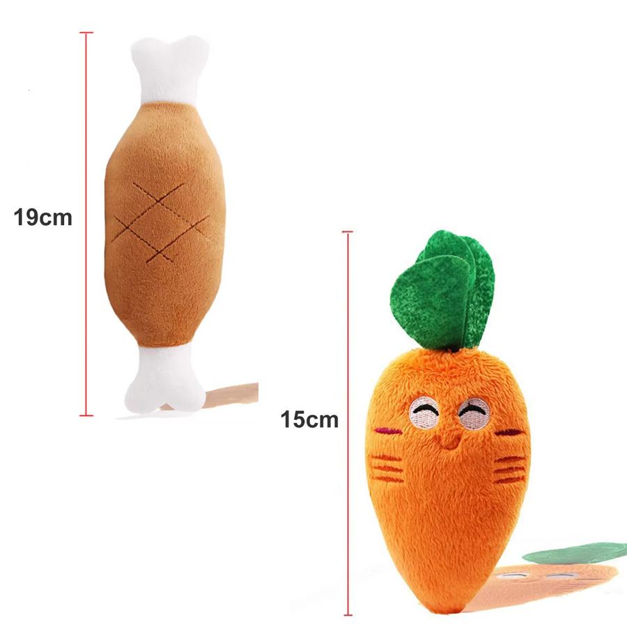 Pet Dog Chew Teeth Cleaning Pet Toys Carrot chicken leg shape Plush Toys Supplies Dog Squeaky Toys Pets Training Accessories