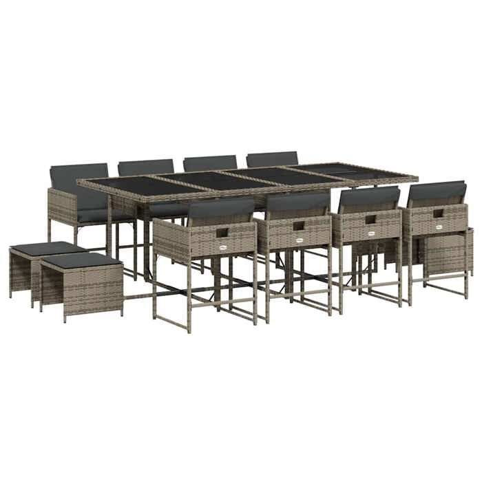VidaXL 13-Piece Garden Dining Set with Cushions, Table and Folding Back Chairs, Outdoor Patio Furniture 3211340