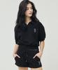 AWESOME STUDIO Collared Crop Short Sleeve Tee Black