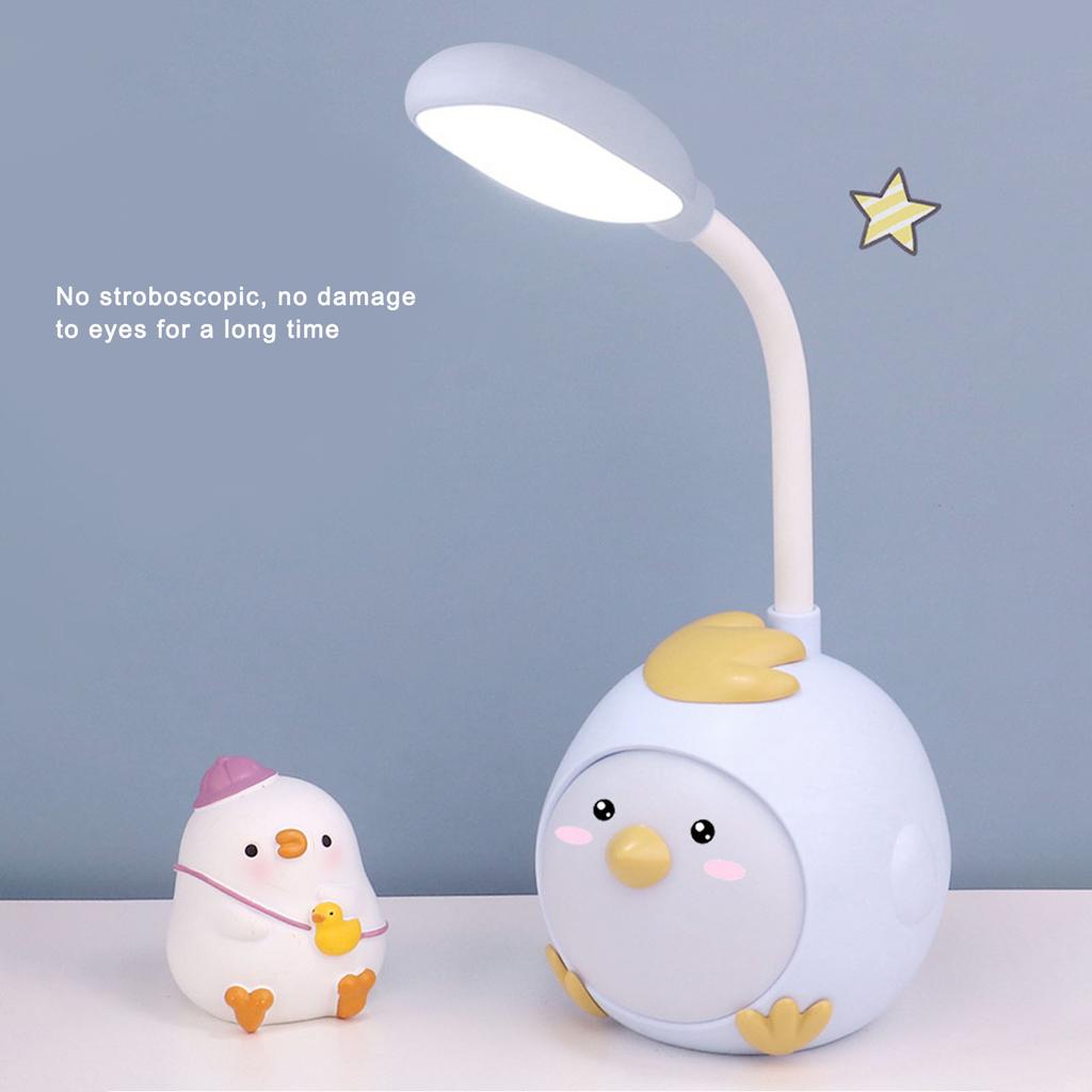 LED Desk Lamp USB Charging Eye   Flexible Color Night Light with Cute Chicken Base