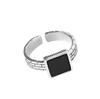 Retro Geometrischer Schwarzer Offener Ring mit Römischen Ziffern - 925 Silber Damen Mehrschichtiger Hip Hop Zeigefingerring