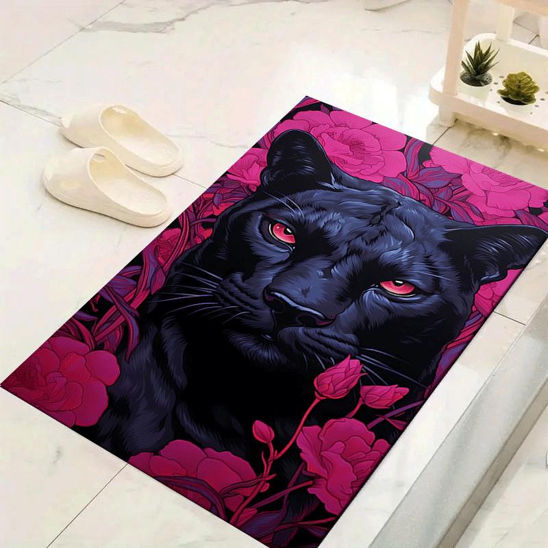 

1pc Black Panther Design Indoor Area Rug - Soft, Anti-Slip, and Durable Gaming Room Decor for Bedroom 60cm by 90cm