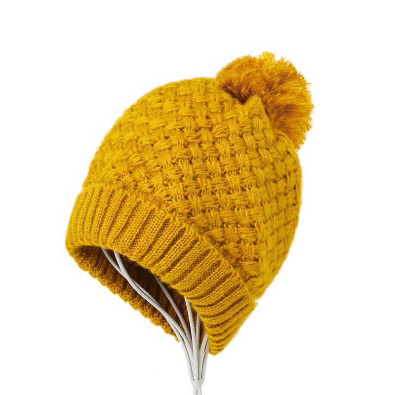 Winter Velvet Corn Hat Cute Wool Ball Solid Color Knitted Hat Warm Toe Cap Women'S Wool Hat Versatile