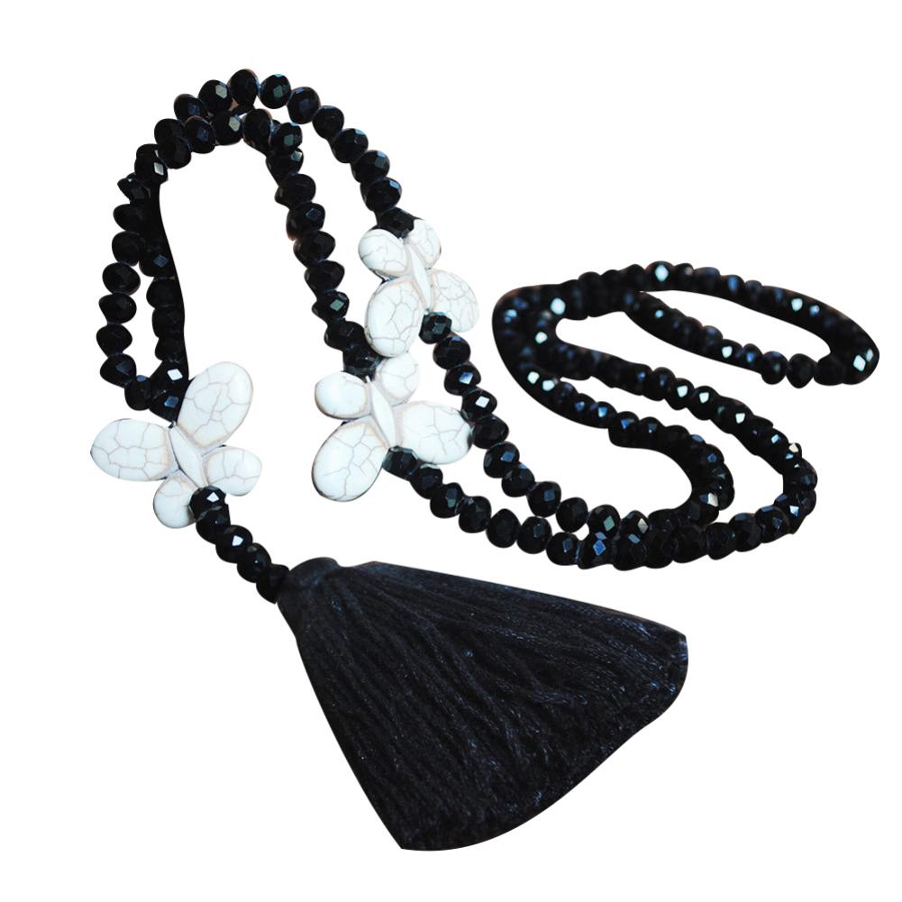 BLUELANS NASZYJNIK Wspaniały Kamień Tassel Łańcuch Sweter Kolorowe Koraliki Naszyjnik Boho Motyl Wisiorek Kobiety Obecne