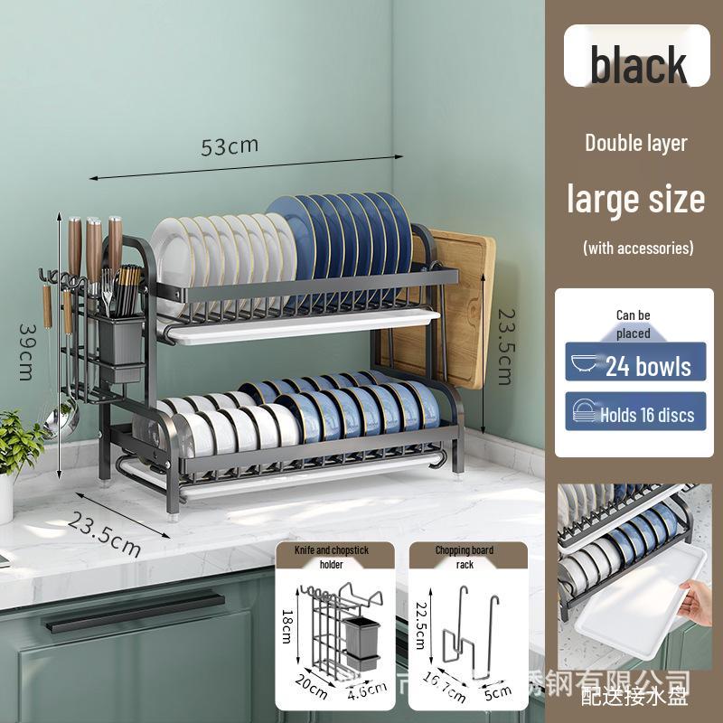 Multi-functional Kitchen Storage and Draining Rack for Bowls, Plates, Utensils, and Chopsticks