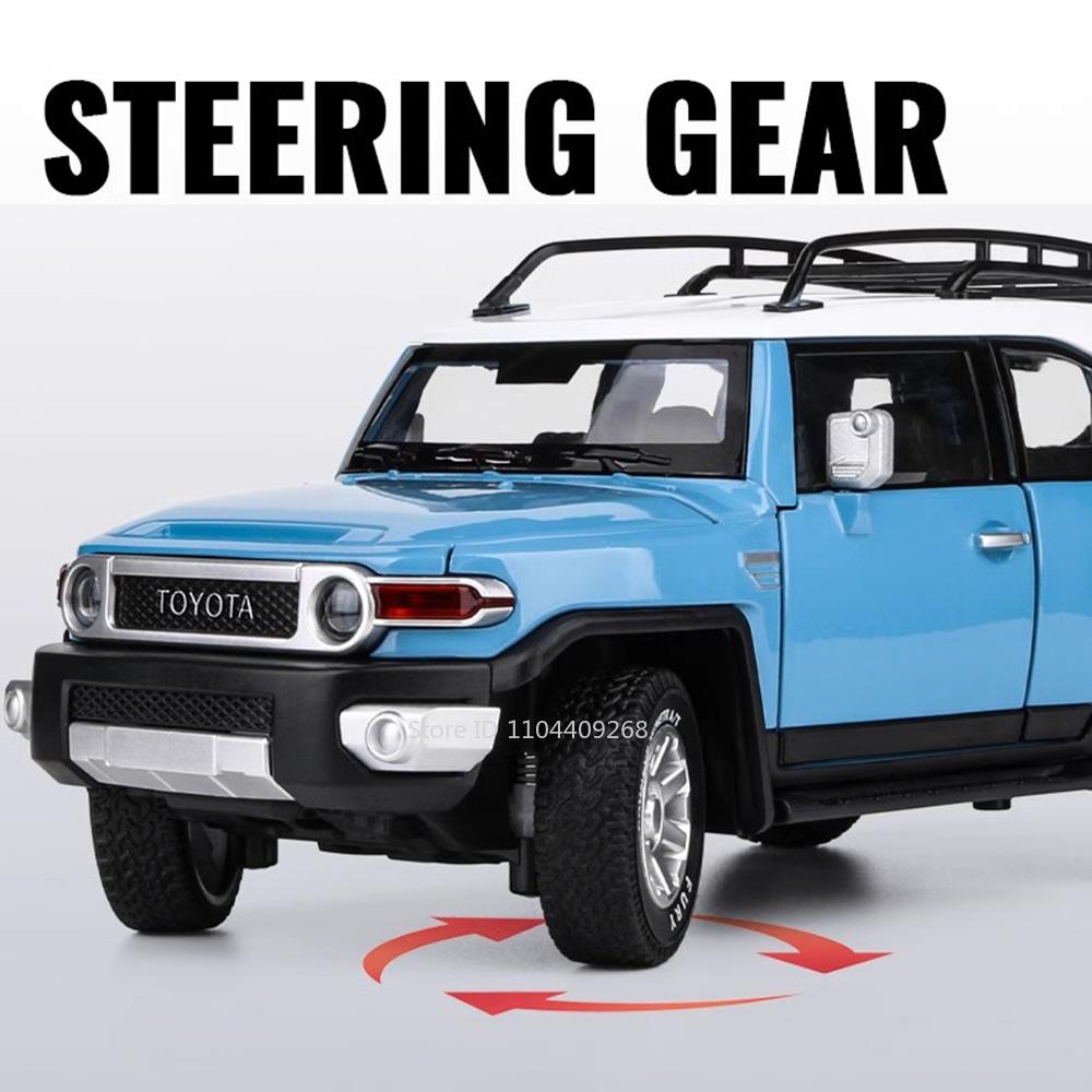 1:24 Scale FJ Cruiser Car Model Toy Metal Diecast SUV Sound Light Rubber Tires Off-road Vehicle Models Simulation Boys Gifts